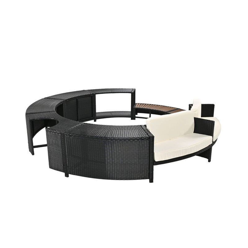 Large Premium Surround Spa Patio Rattan Sofa Set With Storage Compartments And Cushions (SAK75629) - Saksby Wholesale - Side VIew