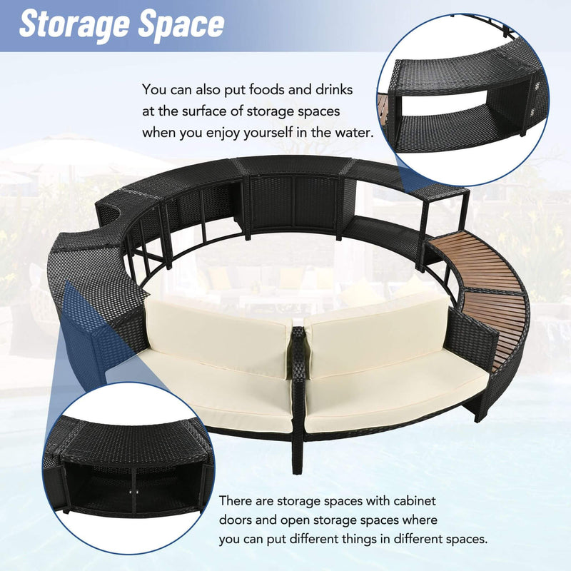 Large Premium Surround Spa Patio Rattan Sofa Set With Storage Compartments And Cushions (SAK75629) - Saksby Wholesale - Storage Space