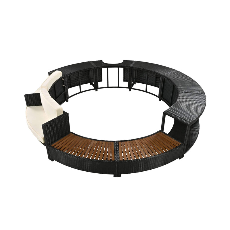 Large Premium Surround Spa Patio Rattan Sofa Set With Storage Compartments And Cushions (SAK75629) - Saksby Wholesale - Top View