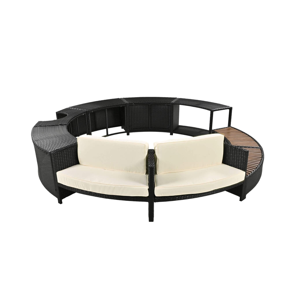 Large Premium Surround Spa Patio Rattan Sofa Set With Storage Compartments And Cushions (SAK75629) - Saksby Wholesale - White Background