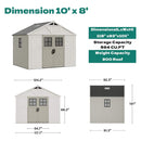 Large Resin Outdoor Storage Shed With Floor, Windows, And Lockable Door (SAK98421) - Saksby Wholesale - 08X10FT Dimensions