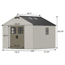Large Resin Outdoor Storage Shed With Floor, Windows, And Lockable Door (SAK98421) - Saksby Wholesale - 10X10FT Dimensions