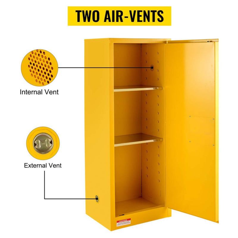 Large Yellow Heavy Duty Flammable Welded Fireproof Storage Cabinet, 35" (SAK52837) - Saksby Wholesale - Features View