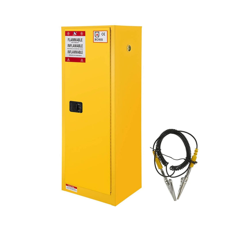 Large Yellow Heavy Duty Flammable Welded Fireproof Storage Cabinet, 35" (SAK52837) - Saksby Wholesale - Front Left View