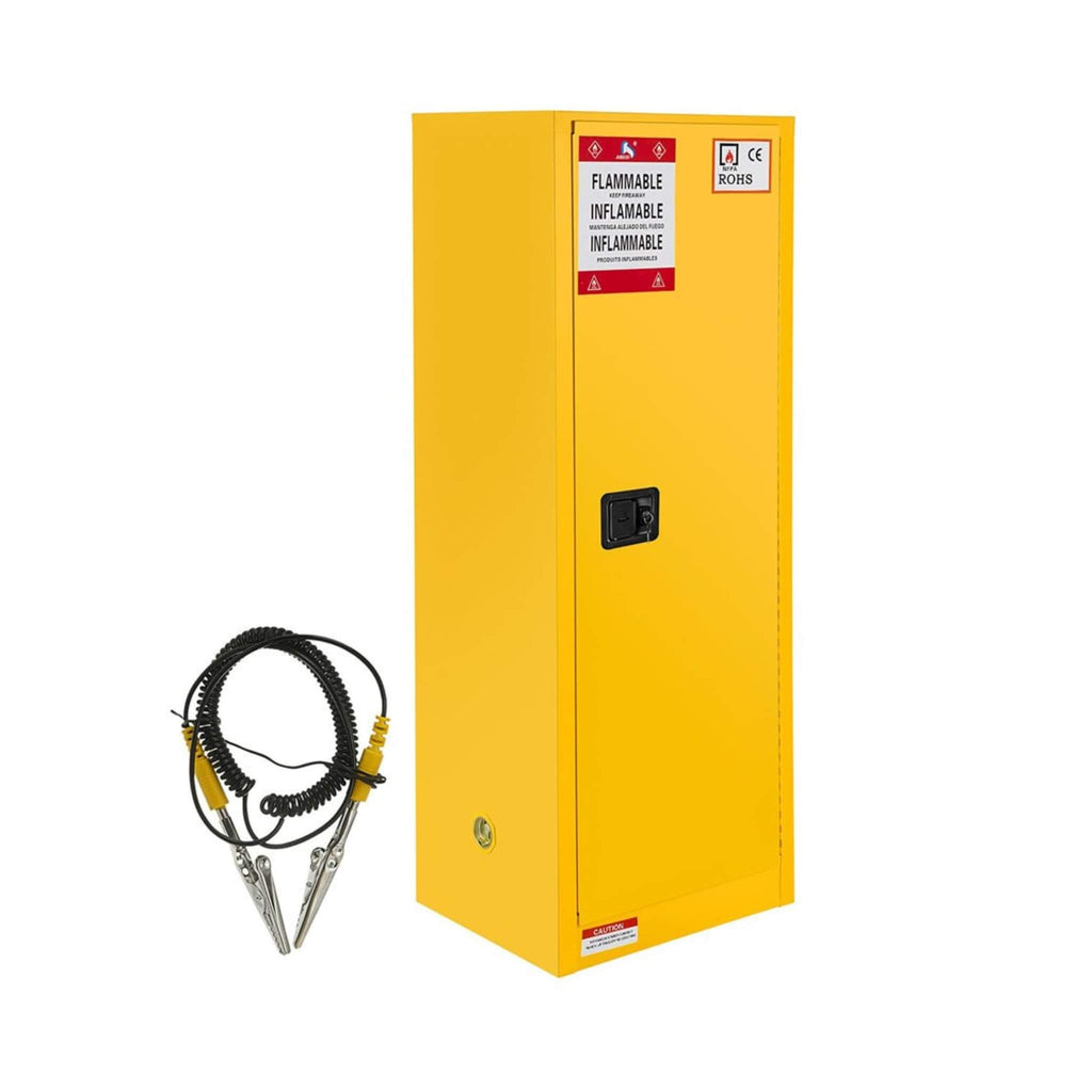 Large Yellow Heavy Duty Flammable Welded Fireproof Storage Cabinet, 35" (SAK52837) - Saksby Wholesale - Front Right View