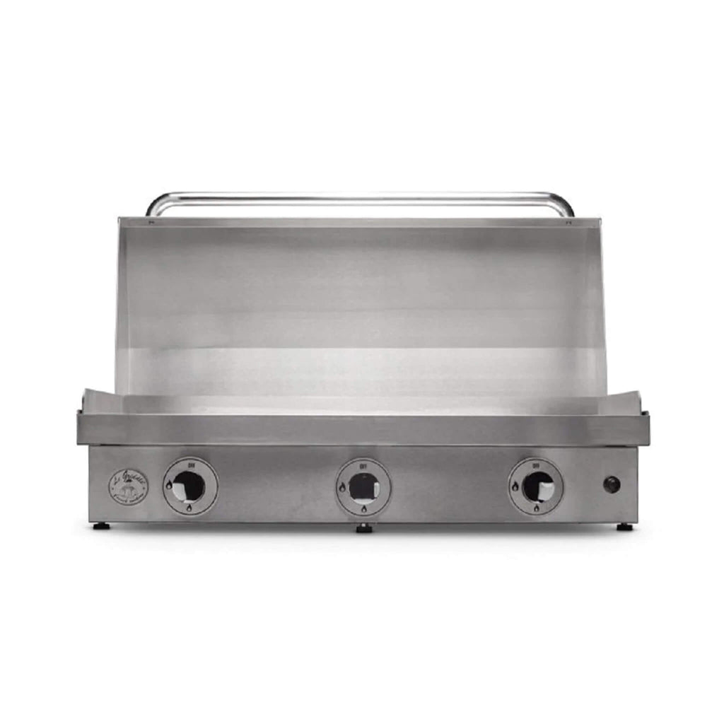 Le Griddle Ultimate Built In Countertop Propane Gas Griddle 41 Inch GFE105 Front View With Lid Opened