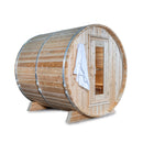 Dundalk Leisurecraft 84" 4-Person Canadian Timber Harmony Barrel Sauna With Solid Wood Benches [CTC22W] (SAK96842) - Saksby Wholesale - LEft Side View