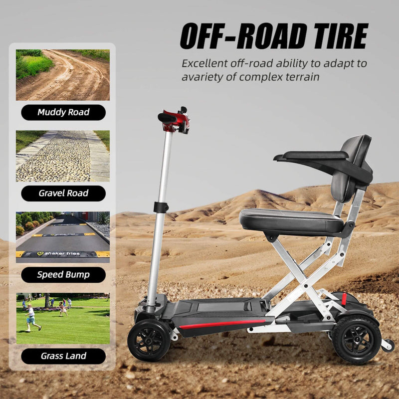 Lightweight Powered Folding Mobility Scooter For Adults And Seniors (SAK53214) - Saksby Wholesale - Off Road Tire