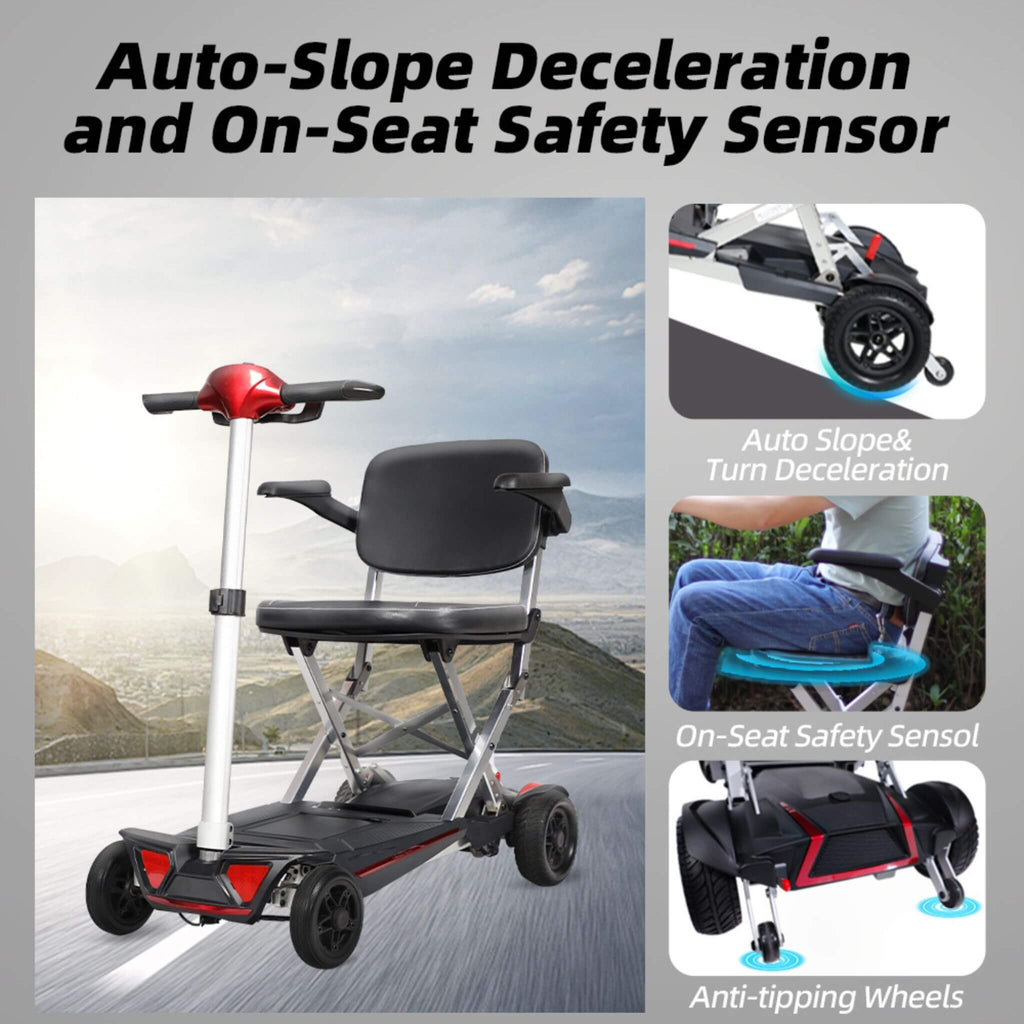 Lightweight Powered Folding Mobility Scooter For Adults And Seniors (SAK53214) - Saksby Wholesale - Safety Sensors