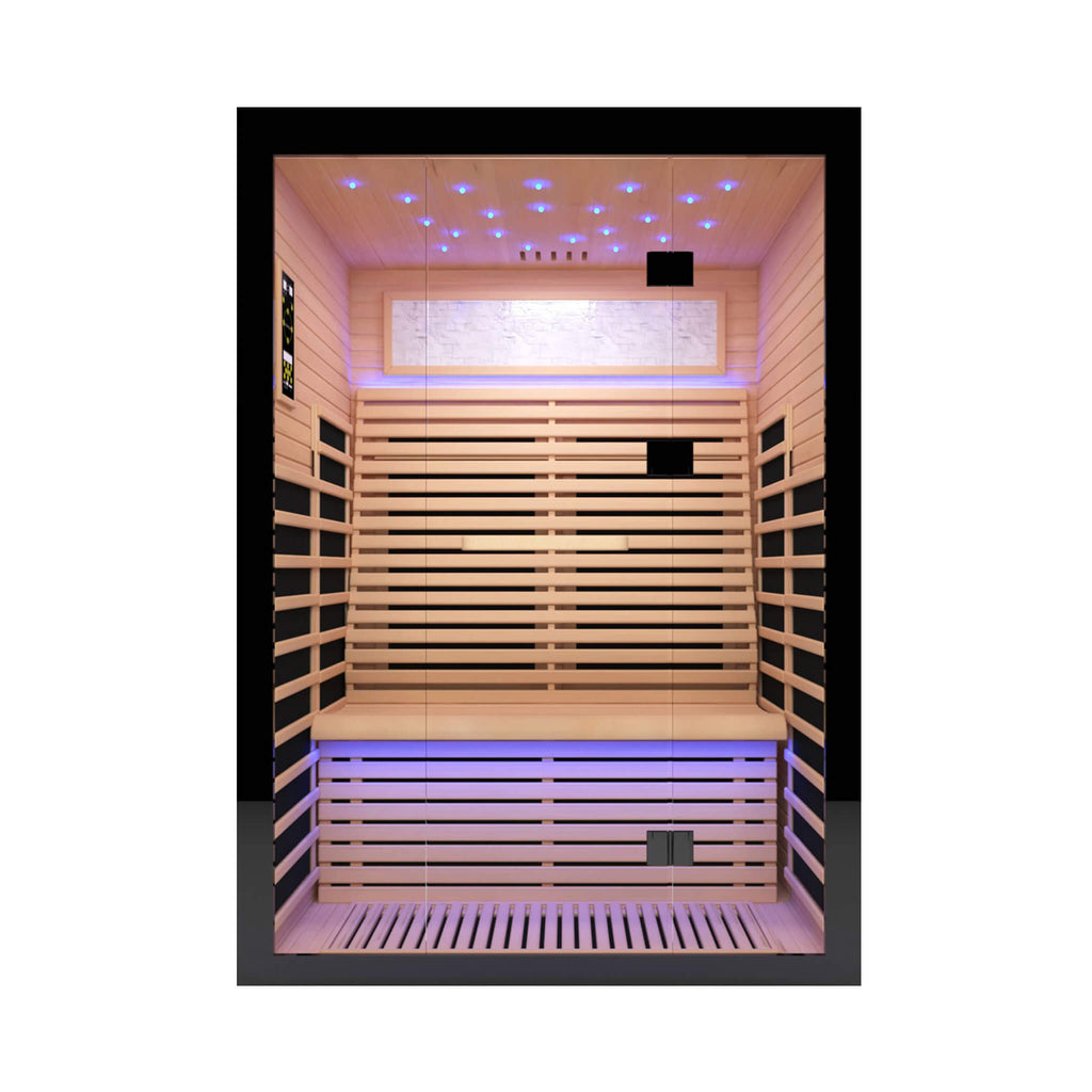 Luxury 2-Person Canadian Hemlock Wood Far Infrared Home Sauna (SAK02184) - Saksby Wholesale - Front View