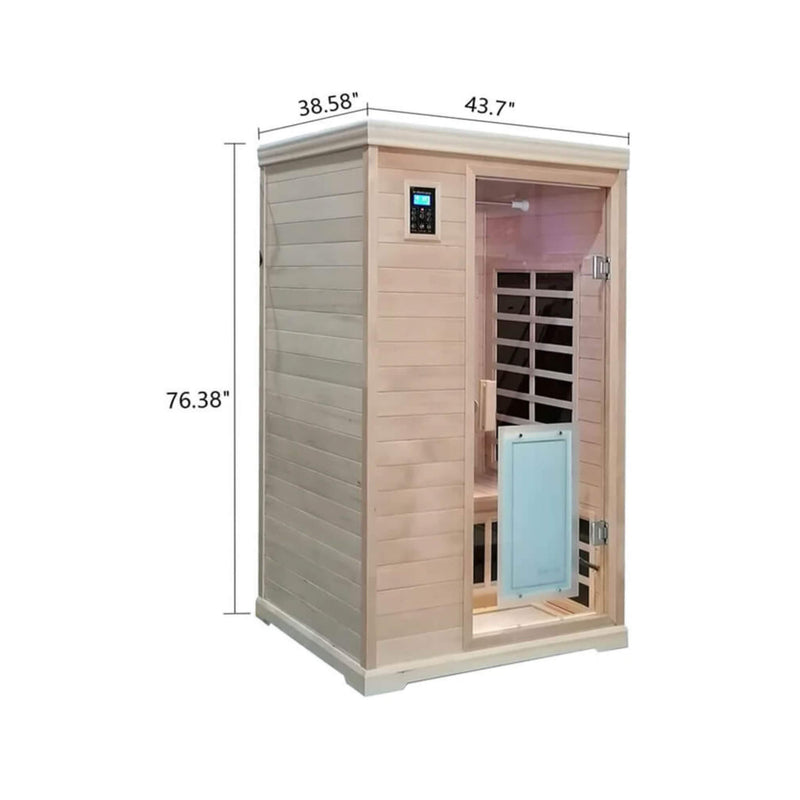 Luxury 2-Person Hemlock Wood FAR Infrared Sauna Room W/ Glass Door, 1750W (SAK81525) - Saksby Wholesale - Dimensions