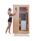 Luxury 2-Person Hemlock Wood FAR Infrared Sauna Room W/ Glass Door, 1750W (SAK81525) - Saksby Wholesale - Front View Details