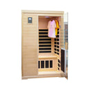 Luxury 2-Person Hemlock Wood FAR Infrared Sauna Room W/ Glass Door, 1750W (SAK81525) - Saksby Wholesale - Front View Open Door