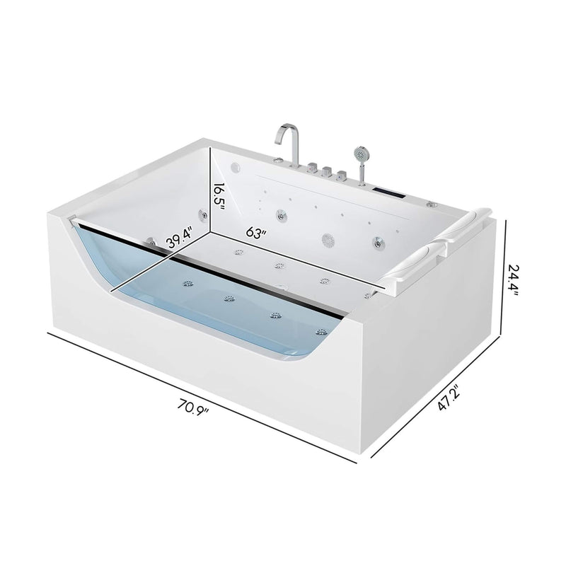 Alora Luxury 2-Person Jetted Whirlpool Tub With Massage And Thermostat Control (SAK13872)