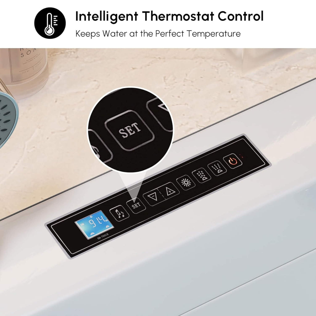 71-Inch Luxury 2-Person Jetted Whirlpool Tub With Massage And Thermostat Control (SAK24590) - Saksby Wholesale - Controller
