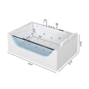 71-Inch Luxury 2-Person Jetted Whirlpool Tub With Massage And Thermostat Control (SAK24590) - Saksby Wholesale - Dimensions