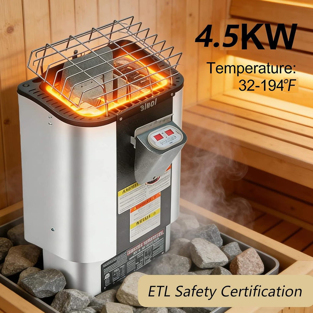 Luxury 2-Person Outdoor Cube Sauna With Spruce Wood And 4.5KW Electric Stove (SAK74290) - Saksby Wholesale - Heater Certifications