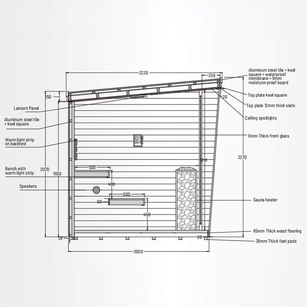 Luxury 6-Person Outdoor Traditional Steam Sauna With Square Roof And Aluminum Siding (SAK39275) - Saksby Wholesale - Components