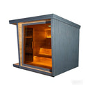 Luxury 6-Person Outdoor Traditional Steam Sauna With Square Roof And Aluminum Siding (SAK39275) - Saksby Wholesale - Front Right View