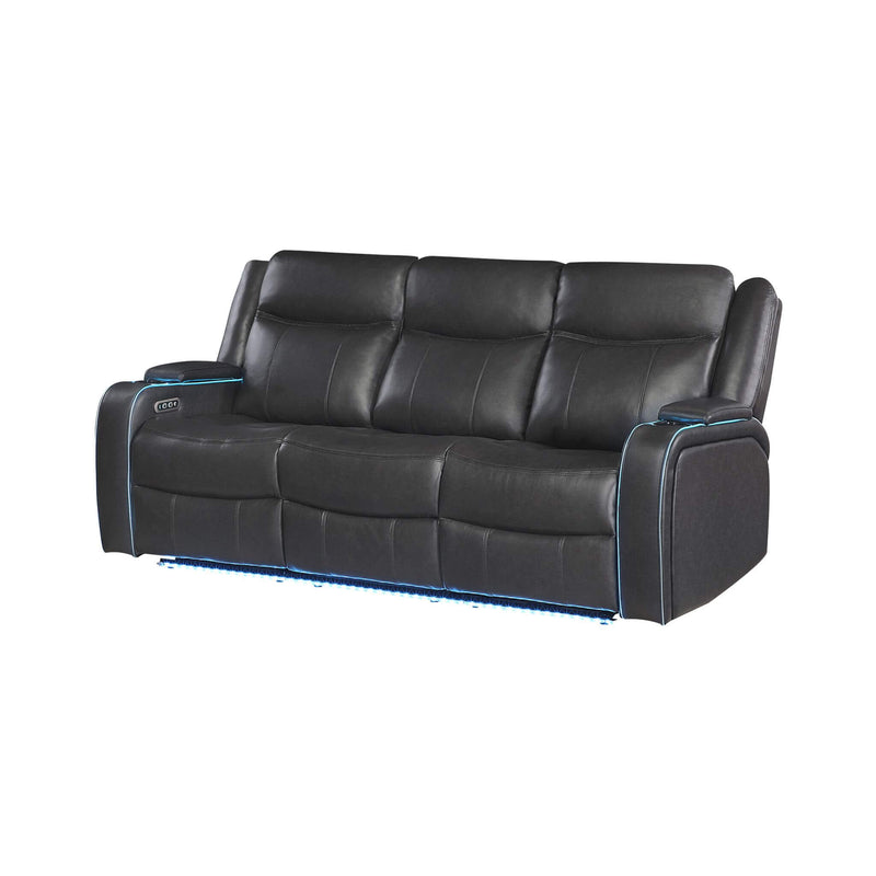 Luxury 84-Inch Home Theater Power Reclining Sofa With LED Lights And Power Headrest (SAK83195) - Saksby Wholesale - Front Side View