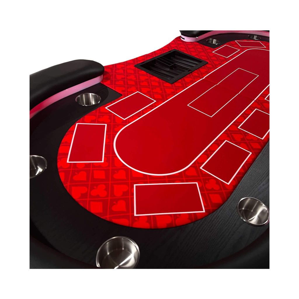 Luxury 94-Inch Foldable 10 Player Poker Table With LED, Wheels And Cup Holders (SAK24897) - Saksby Wholesale - Table Design