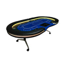 Luxury 94-Inch Foldable 10 Player Poker Table With LED, Wheels And Cup Holders (SAK24897) - Saksby Wholesale - Top View Blue
