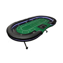 Luxury 94-Inch Foldable 10 Player Poker Table With LED, Wheels And Cup Holders (SAK24897) - Saksby Wholesale - Top View Green