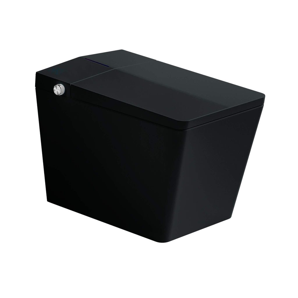 Luxury Black Square Smart Toilet With Bidet, Remote, And Heated Seat (SAK45183) - Saksby Wholesale - Front Right View
