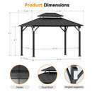 Luxury Double Roof Hardtop Aluminum Gazebo With Decor Hooks, Mosquito Nettings, And LED Lights (SAK91824) - Saksby Wholesale - 10X12FT Dimensions