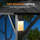 Luxury Double Roof Hardtop Aluminum Gazebo With Decor Hooks, Mosquito Nettings, And LED Lights (SAK91824) - Saksby Wholesale - Self-Powered Lighting