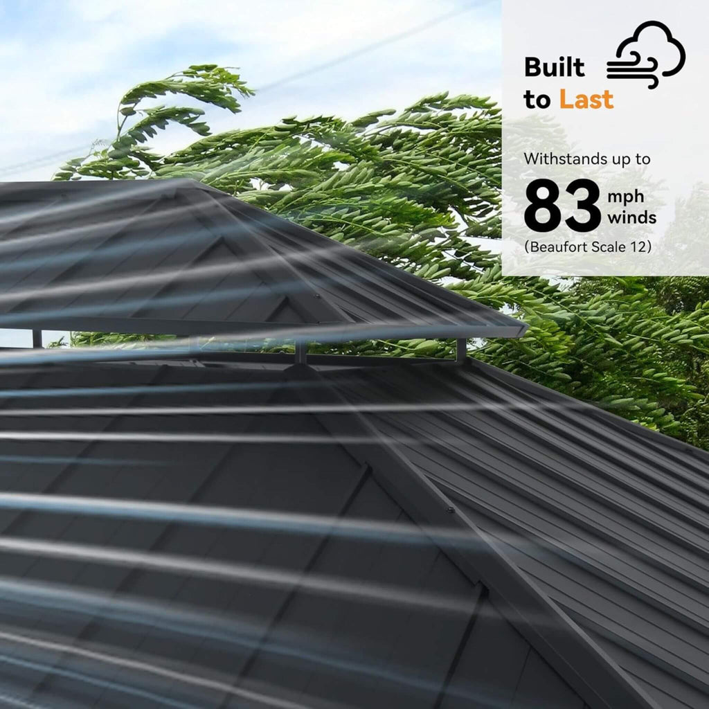 Luxury Double Roof Hardtop Aluminum Gazebo With Decor Hooks, Mosquito Nettings, And LED Lights (SAK91824) - Saksby Wholesale - Wind Proof