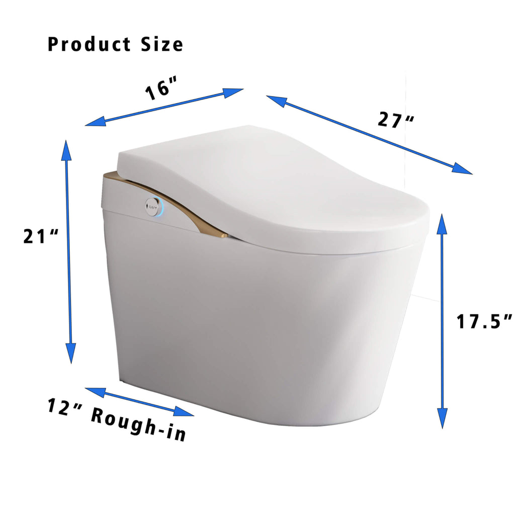 Luxury Heated Smart Powerful Bidet Toilet With Auto Flush And Built-In Deodorizer (SAK39213) - Sasksby Wholesale - Dimension View