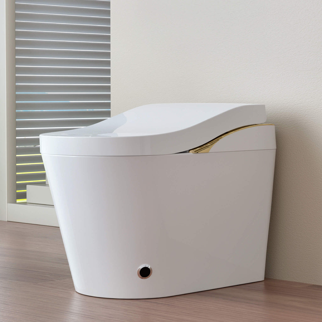 Luxury Heated Smart Powerful Bidet Toilet With Auto Flush And Built-In Deodorizer (SAK39213) - Sasksby Wholesale - Sasksby Wholesale - Front Left View