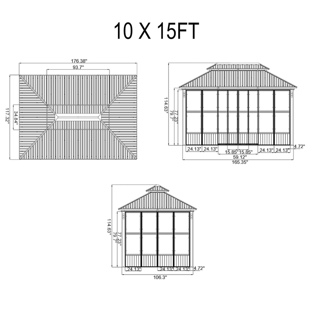 Luxury Heavy-Duty Hardtop Sunroom With Aluminum Frame And LED Lights (SAK79102) - Saksby Wholesale - 10X15FT Dimensions