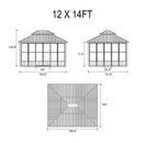 Luxury Heavy-Duty Hardtop Sunroom With Aluminum Frame And LED Lights (SAK79102) - Saksby Wholesale - 12X14FT Dimensions