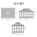 Luxury Heavy-Duty Hardtop Sunroom With Aluminum Frame And LED Lights (SAK79102) - Saksby Wholesale - 12X16FT Dimensions