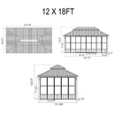 Luxury Heavy-Duty Hardtop Sunroom With Aluminum Frame And LED Lights (SAK79102) - Saksby Wholesale - 12X18FT Dimensions