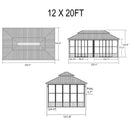 Luxury Heavy-Duty Hardtop Sunroom With Aluminum Frame And LED Lights (SAK79102) - Saksby Wholesale - 12X20FT Dimensions