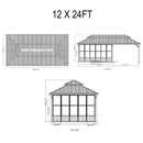 Luxury Heavy-Duty Hardtop Sunroom With Aluminum Frame And LED Lights (SAK79102) - Saksby Wholesale - 12X24FT Dimensions