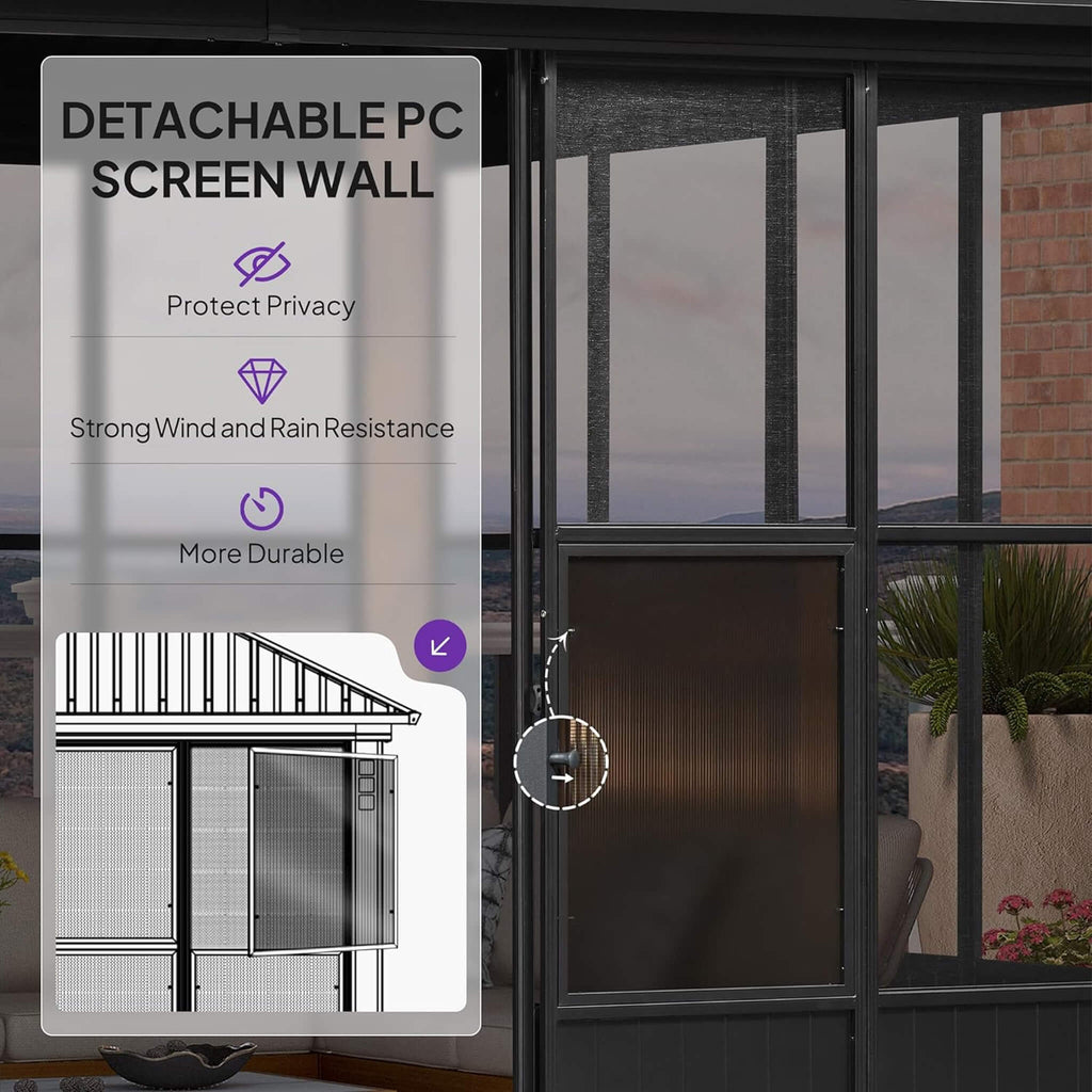 Luxury Heavy-Duty Hardtop Sunroom With Aluminum Frame And LED Lights (SAK79102) - Saksby Wholesale - Detachable Screen Wall