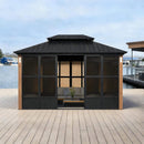 Luxury Heavy-Duty Hardtop Sunroom With Aluminum Frame And LED Lights (SAK79102) - Saksby Wholesale - Lifestyle On Dock Daytime