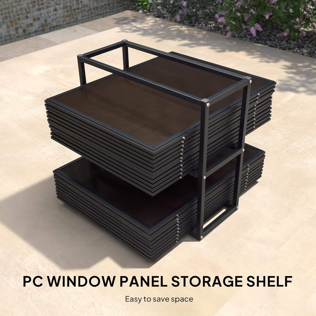 Luxury Heavy-Duty Hardtop Sunroom With Aluminum Frame And LED Lights (SAK79102) - Saksby Wholesale - Panel Storage Shelf
