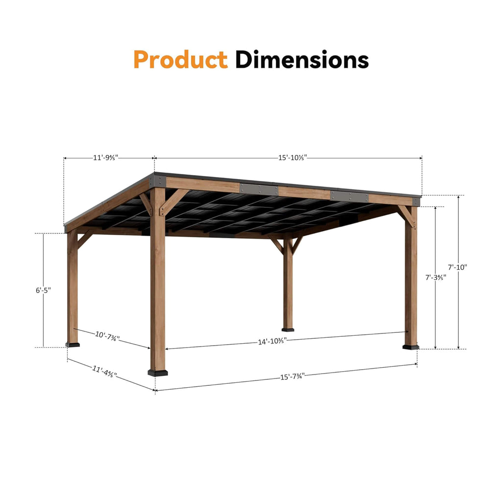 Luxury Modern Cedar Gazebo With Sloped Hardtop Roof (SAK35720) - Saksby Wholesale - 12X16FT Dimensions