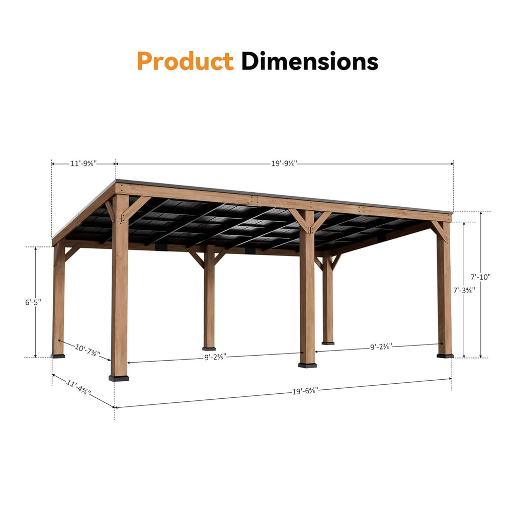 Luxury Modern Cedar Gazebo With Sloped Hardtop Roof (SAK35720) - Saksby Wholesale - 12X20FT Dimensions