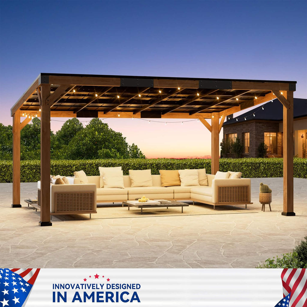Luxury Modern Cedar Gazebo With Sloped Hardtop Roof (SAK35720) - Saksby Wholesale - Designed In America