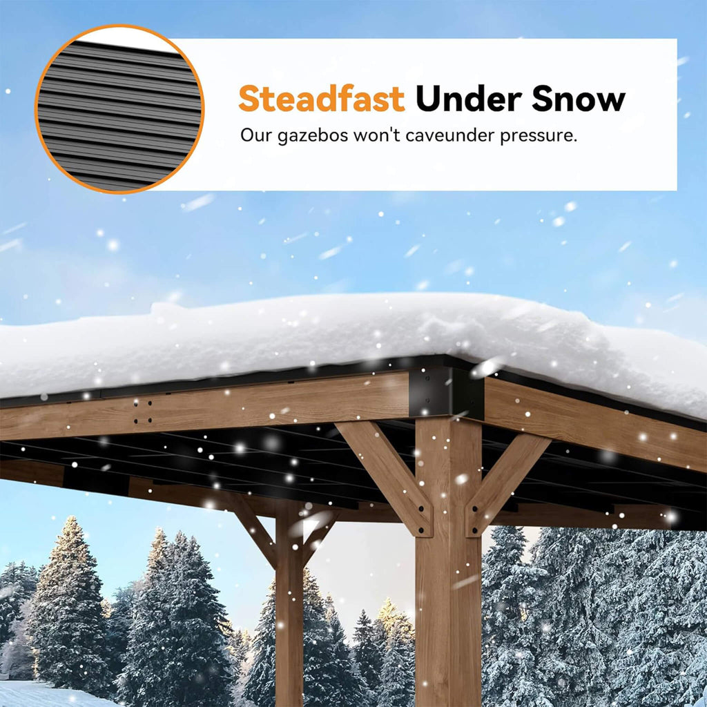 Luxury Modern Cedar Gazebo With Sloped Hardtop Roof (SAK35720) - Saksby Wholesale - Snow Rating