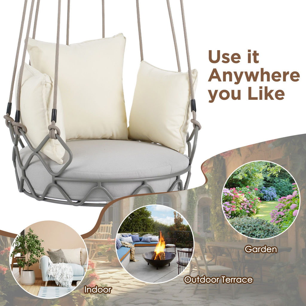 Luxury Outdoor Hanging Basket Porch Swing Chair With UV Resistant Cushions (SAK95678) - Saksby Wholesale - Different Areas