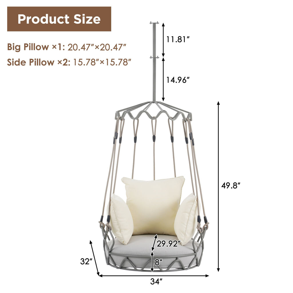 Luxury Outdoor Hanging Basket Porch Swing Chair With UV Resistant Cushions (SAK95678) - Saksby Wholesale - Dimensions