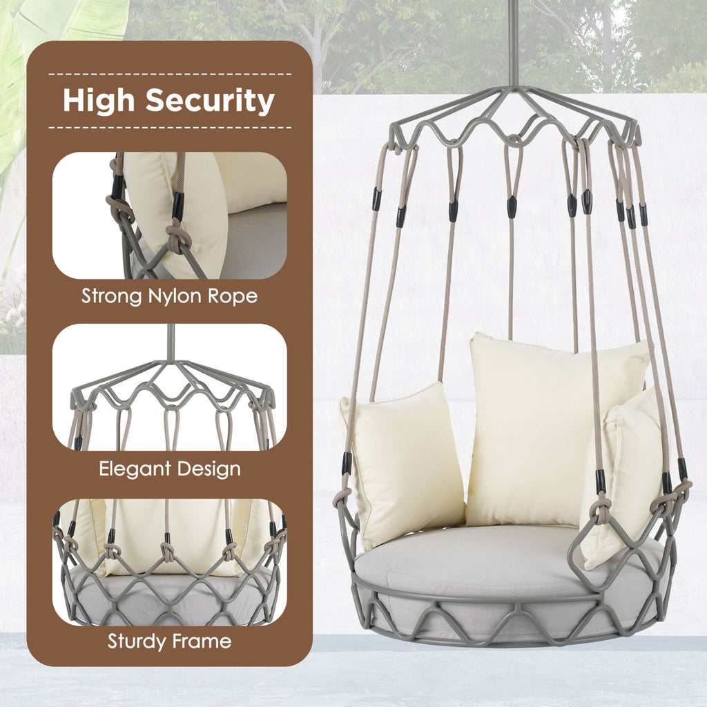Luxury Outdoor Hanging Basket Porch Swing Chair With UV Resistant Cushions (SAK95678) - Saksby Wholesale - High Security