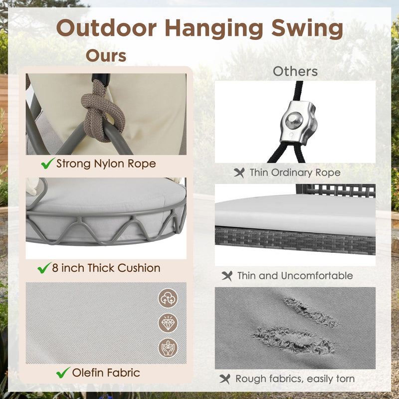 Luxury Outdoor Hanging Basket Porch Swing Chair With UV Resistant Cushions (SAK95678) - Saksby Wholesale - Outdoor Hanging Swing